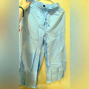 Solid Ruffle Hem Pants